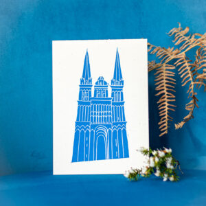 Carte postale Cathédrale d’Angers – imprimée à la main