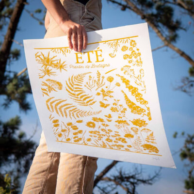 Linogravure Plantes de Bretagne Été – 50 x 70 cm