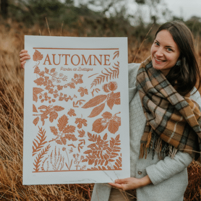 Linogravure Plantes de Bretagne Automne – 50 x 70 cm