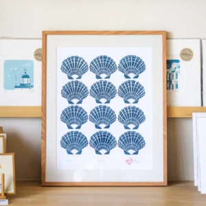 Linogravure Coquille Saint-Jacques – 35 x 43 cm