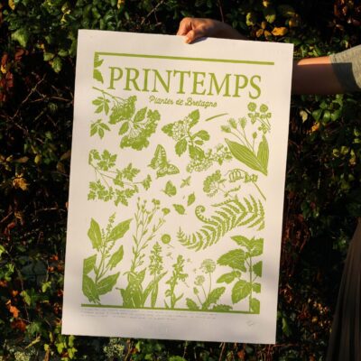 Linogravure Plantes de Bretagne Printemps – 50 x 70 cm
